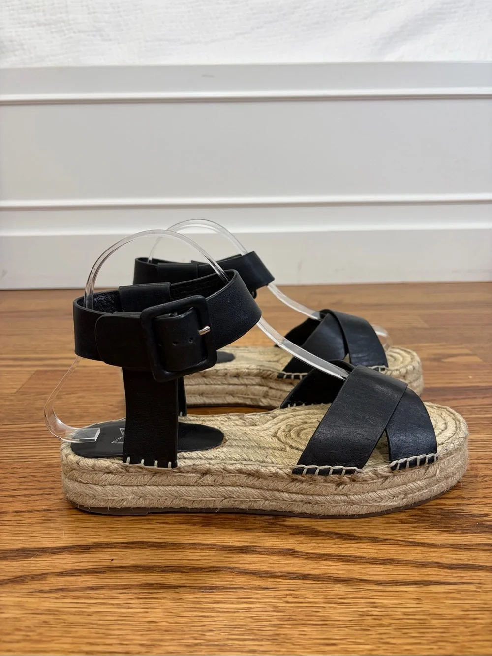 Marc Fisher Black Espadrille Platform Sandals (7.5)